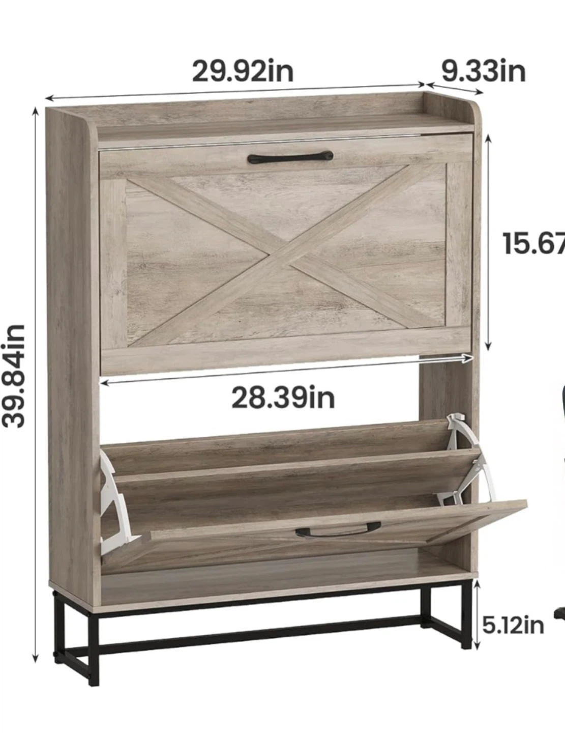 3-Tier Wooden Shoe Rack Cabinet with Doors - photo 2