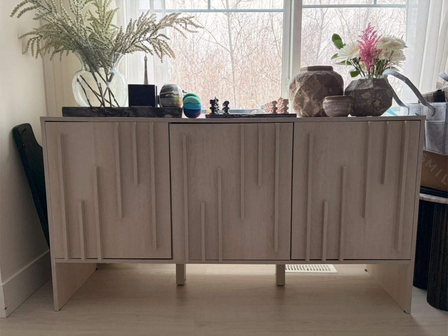 Contemporary Wood Detailed 3-Door Sideboard
