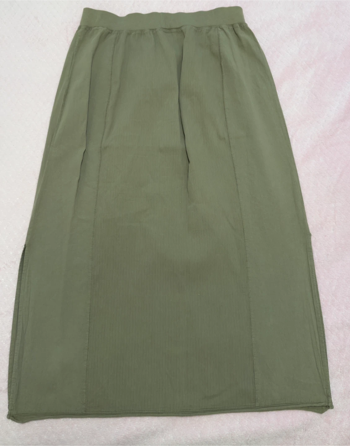 Cotton Ginny Ribbed Midi Skirt - Olive Green - Size L/G - photo 4