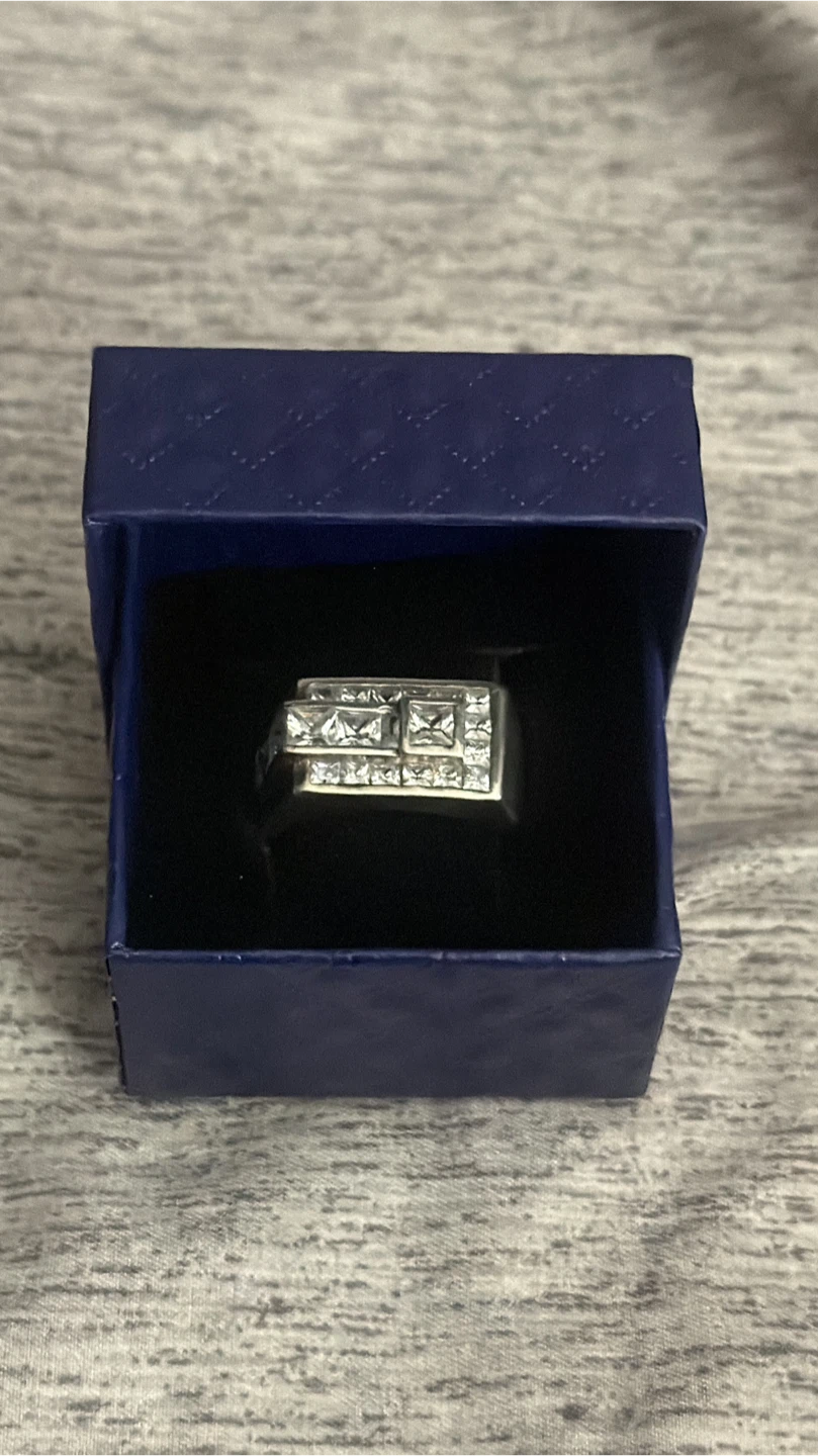Men's Square Cut Stone Ring in Box