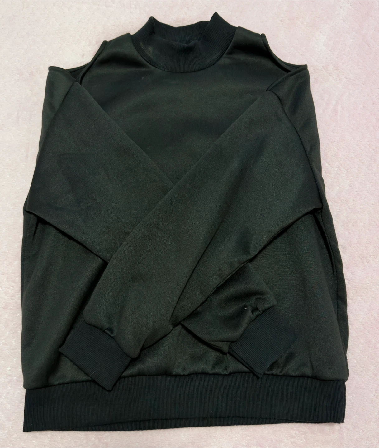 Black Mock Neck Cut-Out Sweatshirt