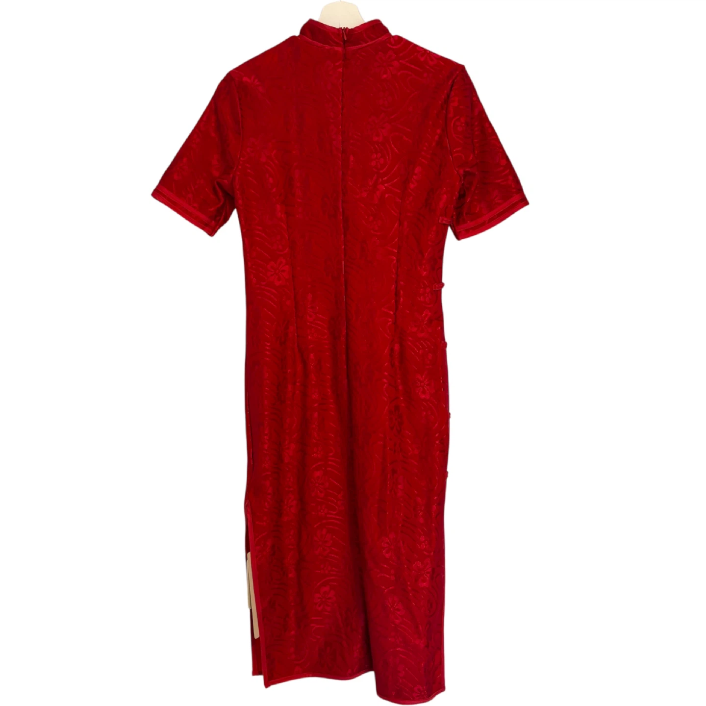 f.e.v. Red Floral Qipao Cheongsam Mandarin Collar Dress Size M - photo 2