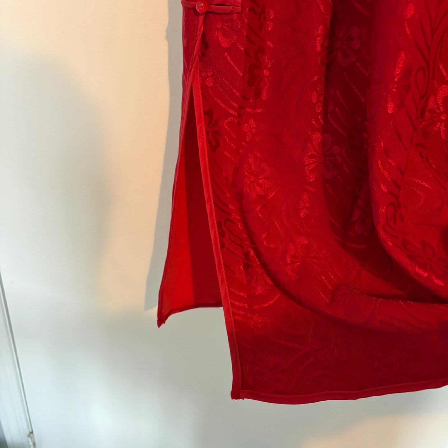 f.e.v. Red Floral Qipao Cheongsam Mandarin Collar Dress Size M - photo 5