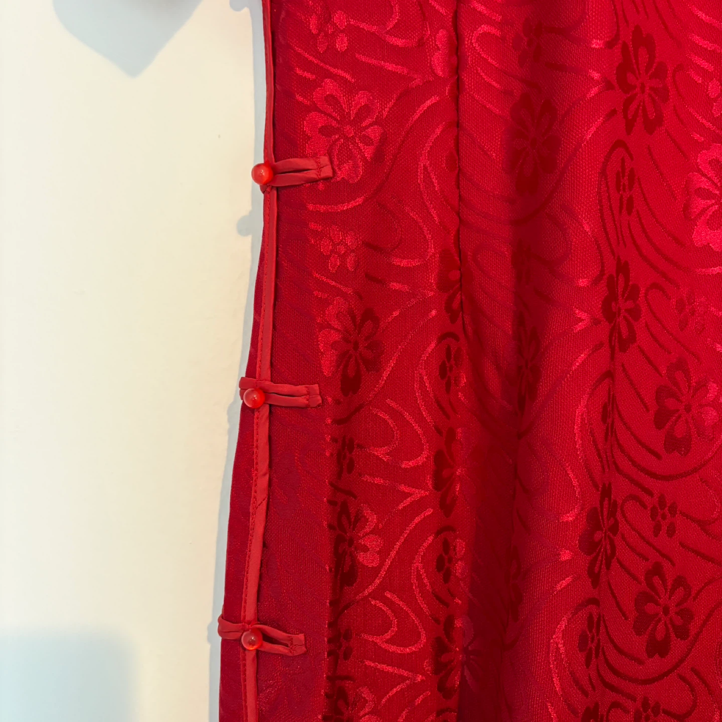 f.e.v. Red Floral Qipao Cheongsam Mandarin Collar Dress Size M - photo 4