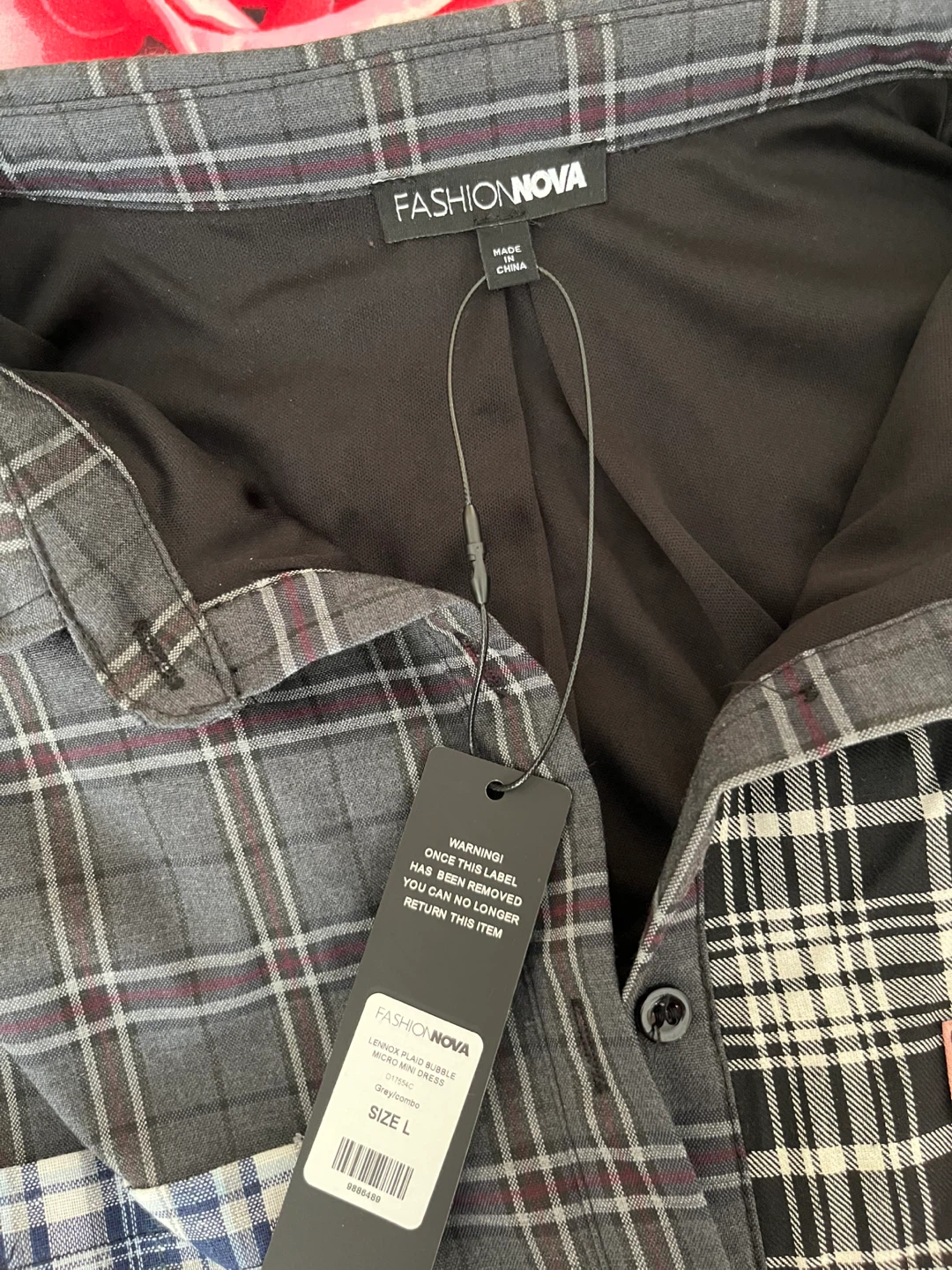 Fashion Nova Plaid Patchwork Shirt Size L - photo 3