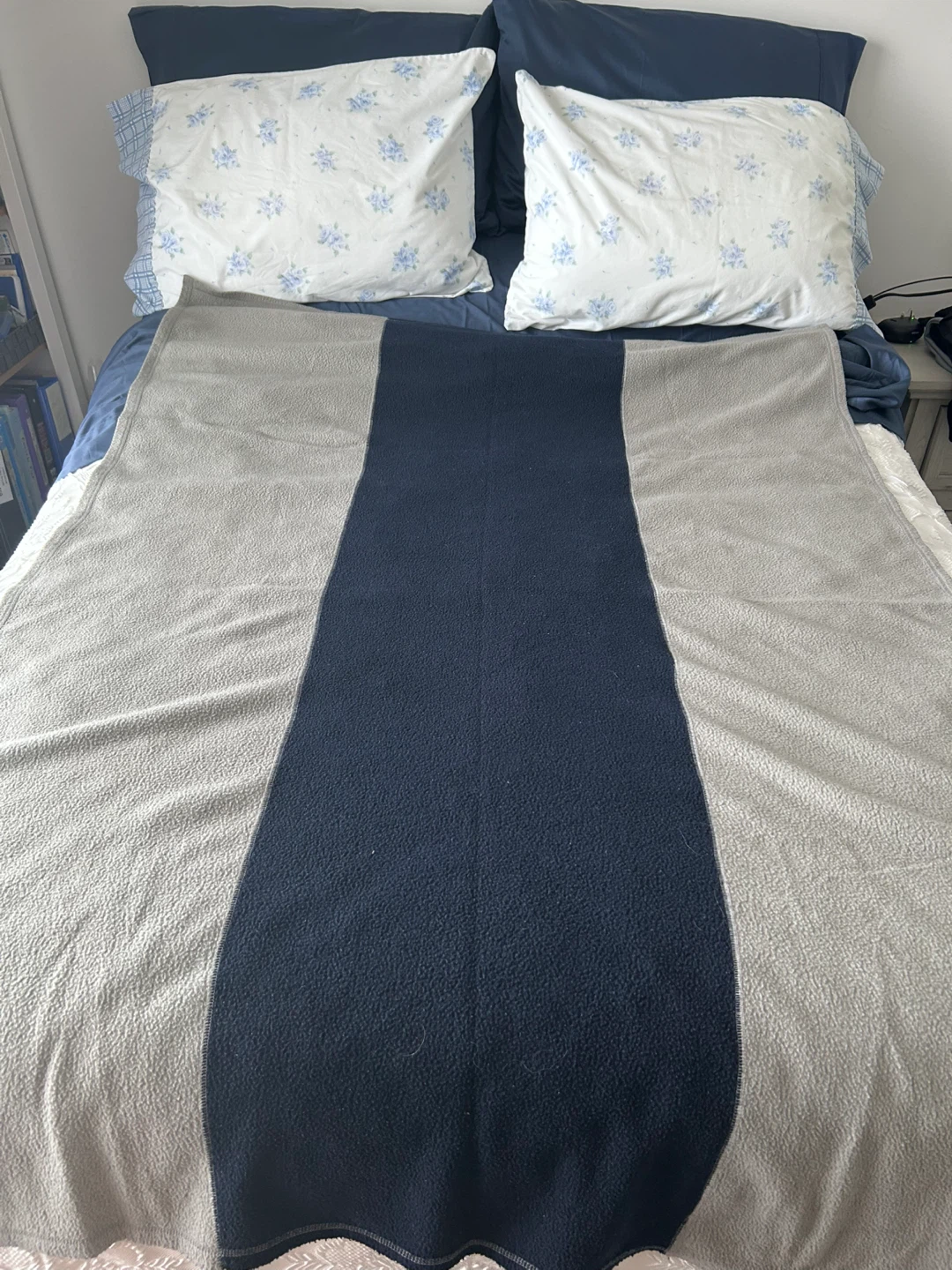 Fleece Blanket - Grey and Navy