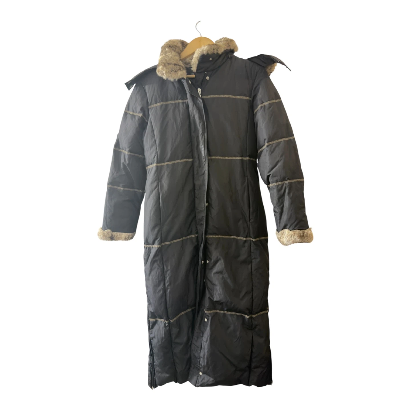 Platinum Faux Fur Hooded Puffer Coat - Size M - photo 3