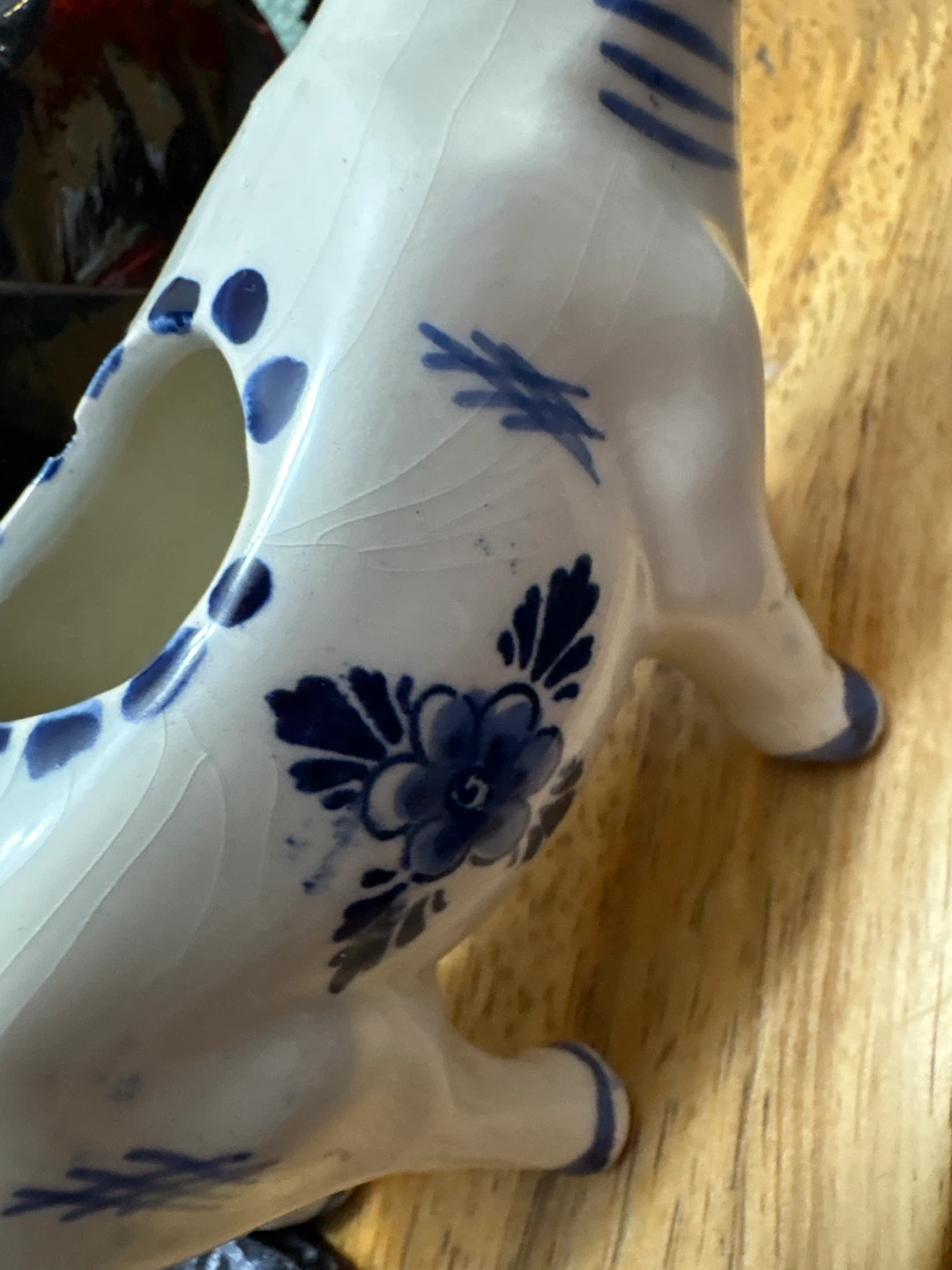 Ceramic Cow Figurine with Delft Blue Design - photo 4