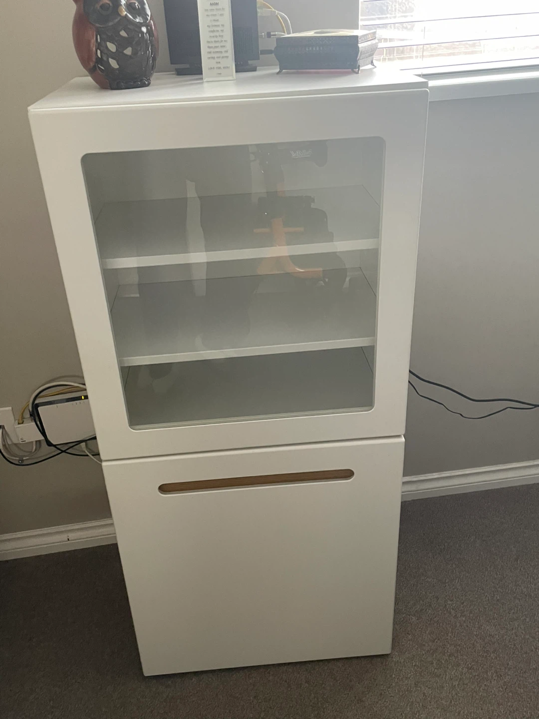 White Media Console with Glass Door