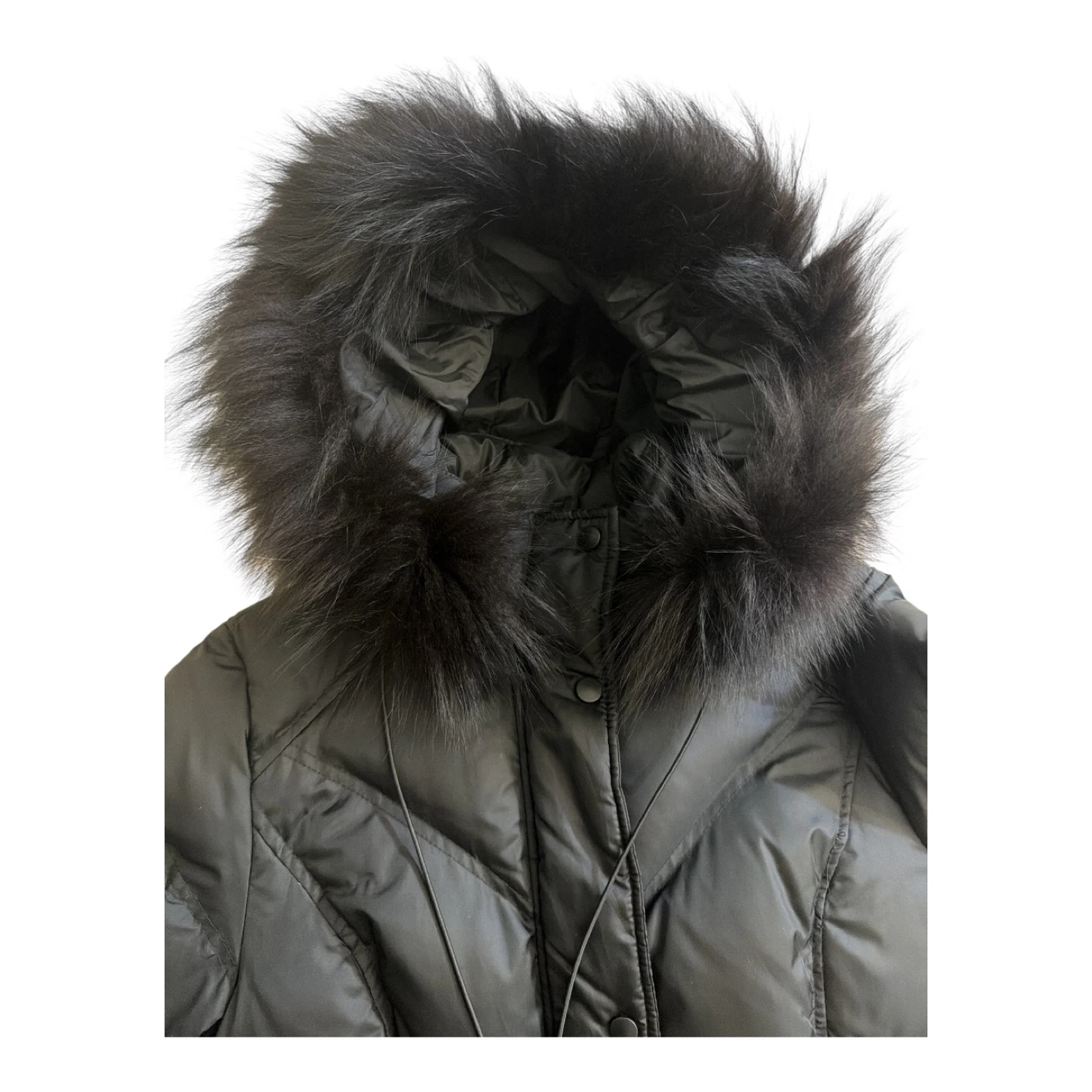 Black Down Puffer Coat with Fur Hood - photo 5