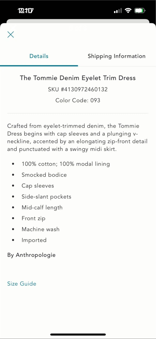 BNWT Anthropologie Tommie Eyelet Trim Denim Dress S - photo 5