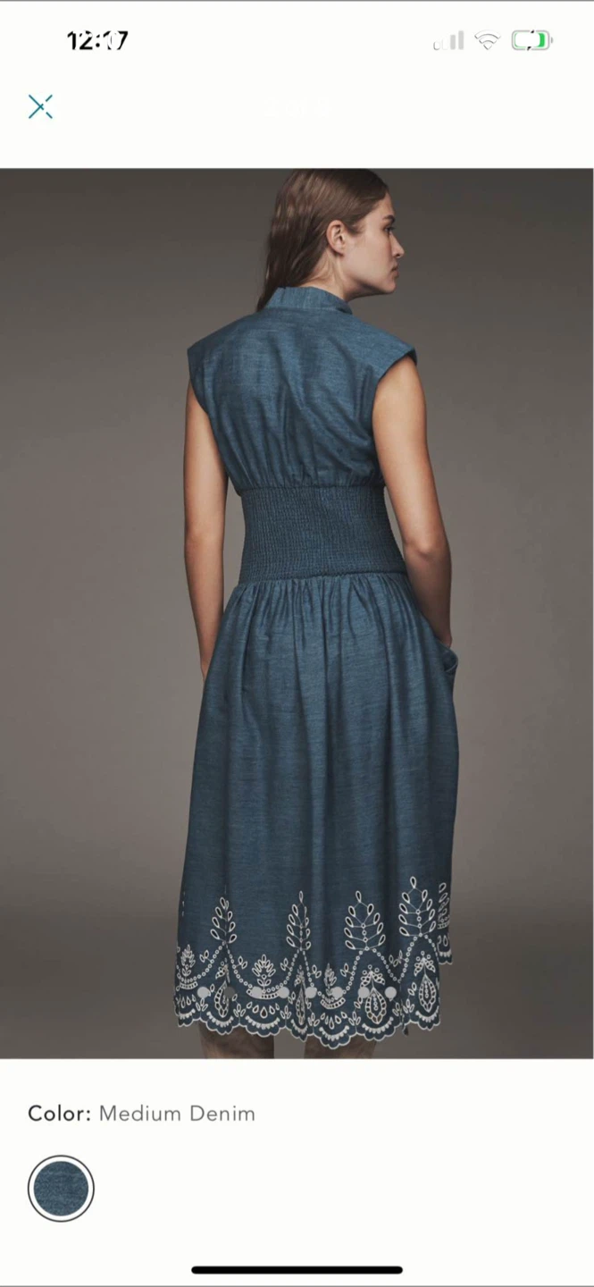 BNWT Anthropologie Tommie Eyelet Trim Denim Dress S - photo 2