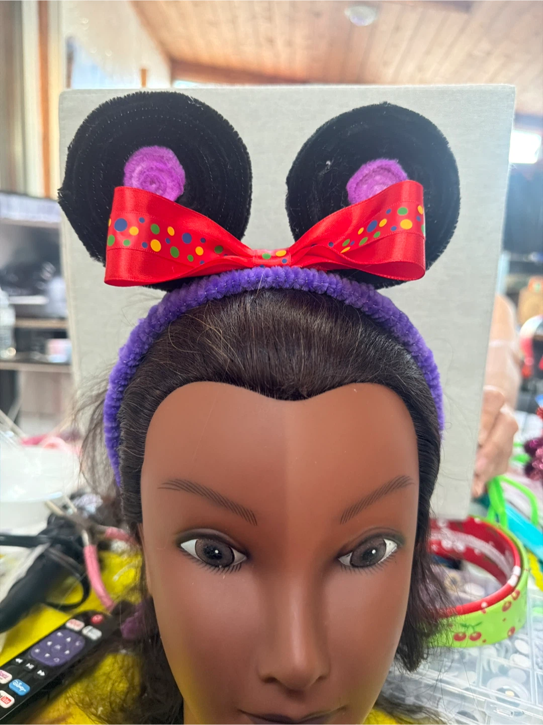 Minnie Mouse Ears Headband with Red Polka Dot Bow