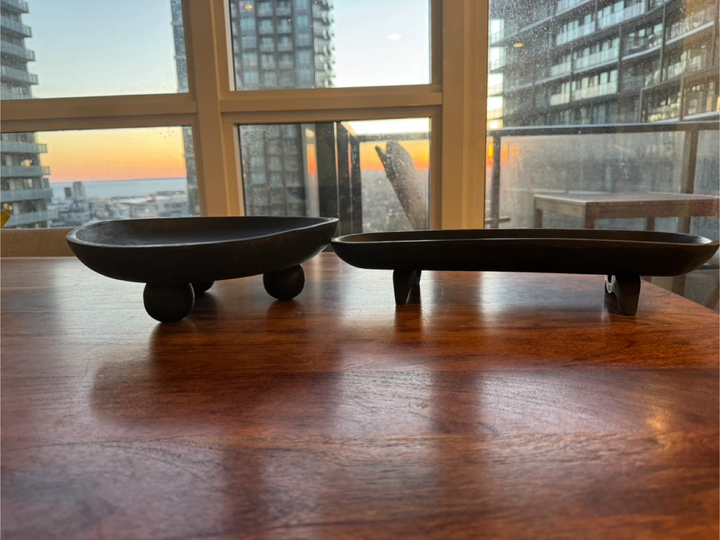 Set of 2 Black Wooden Decorative Bowls - photo 2
