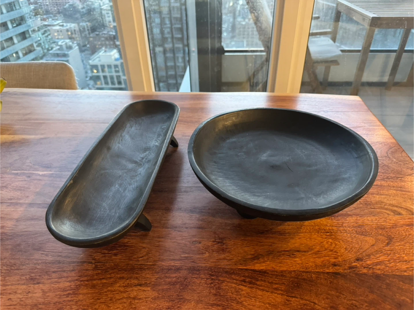 Set of 2 Black Wooden Decorative Bowls - photo 3