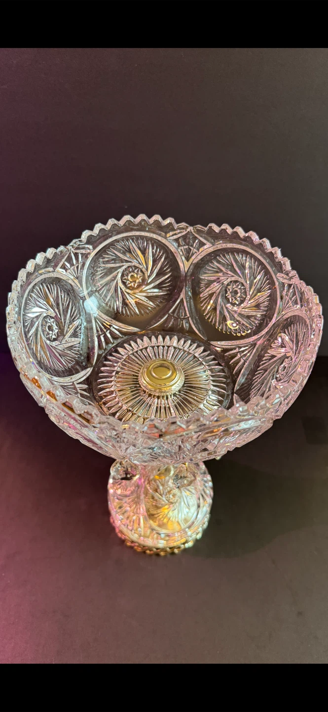 Vintage Crystal Pedestal Fruit Bowl with Dangles - photo 3