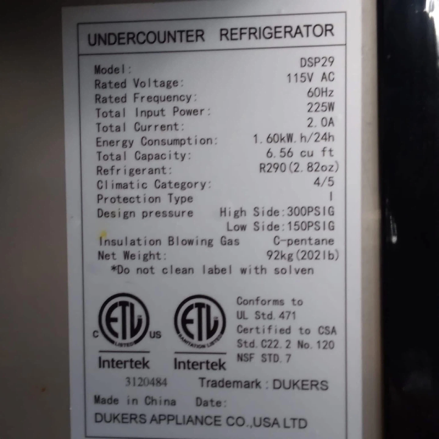 Dukers Undercounter Refrigerator DSP29 - photo 4