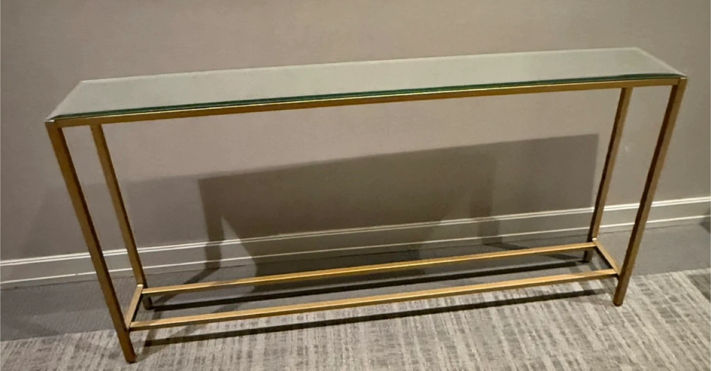 Gold Metal Console Table with Glass Top - photo 5