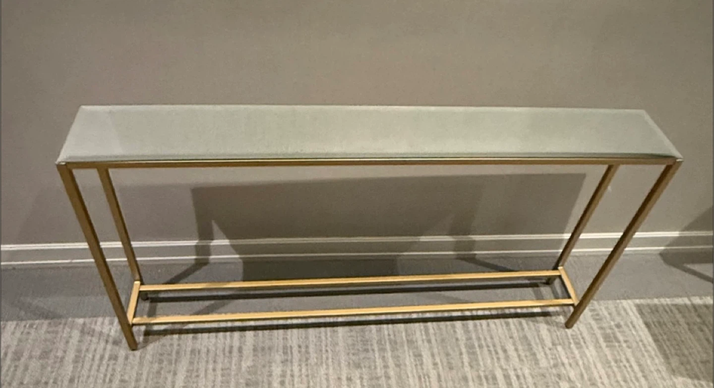 Gold Metal Console Table with Glass Top - photo 4