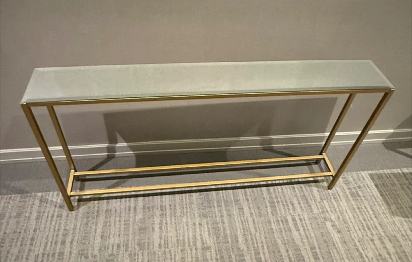 Gold Metal Console Table with Glass Top - photo 3