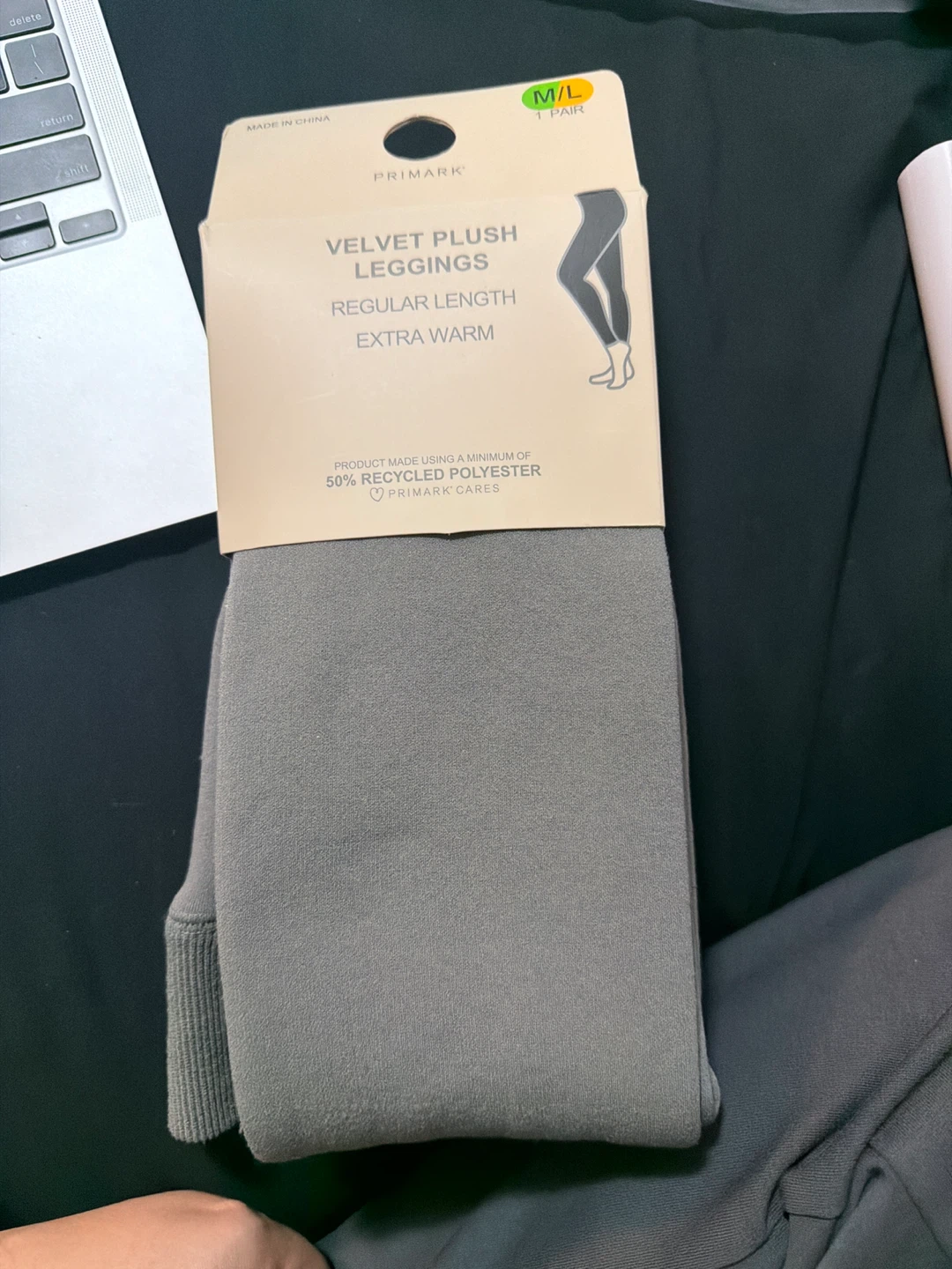 Primark Velvet Plush Leggings - M/L - Grey
