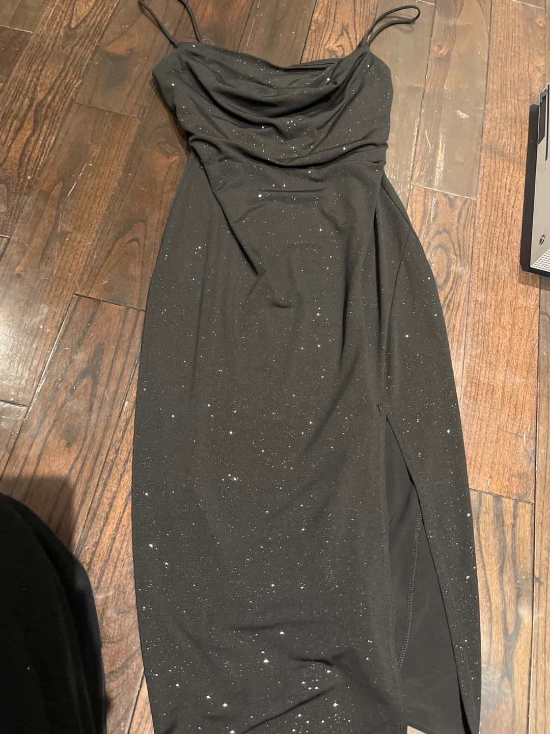Eclipse Black Sparkle Maxi Dress with Slit