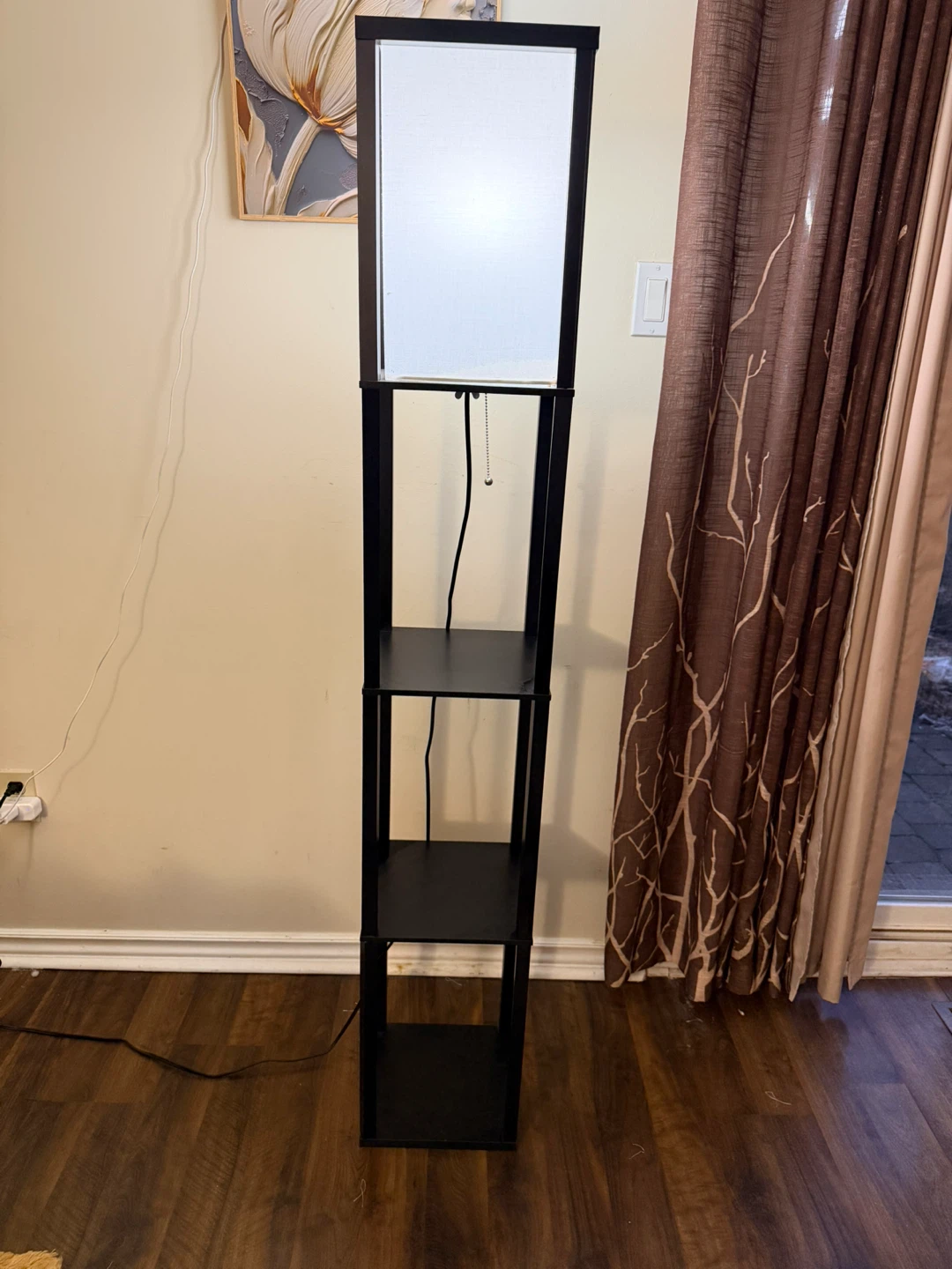 Black Floor Lamp with Shelves