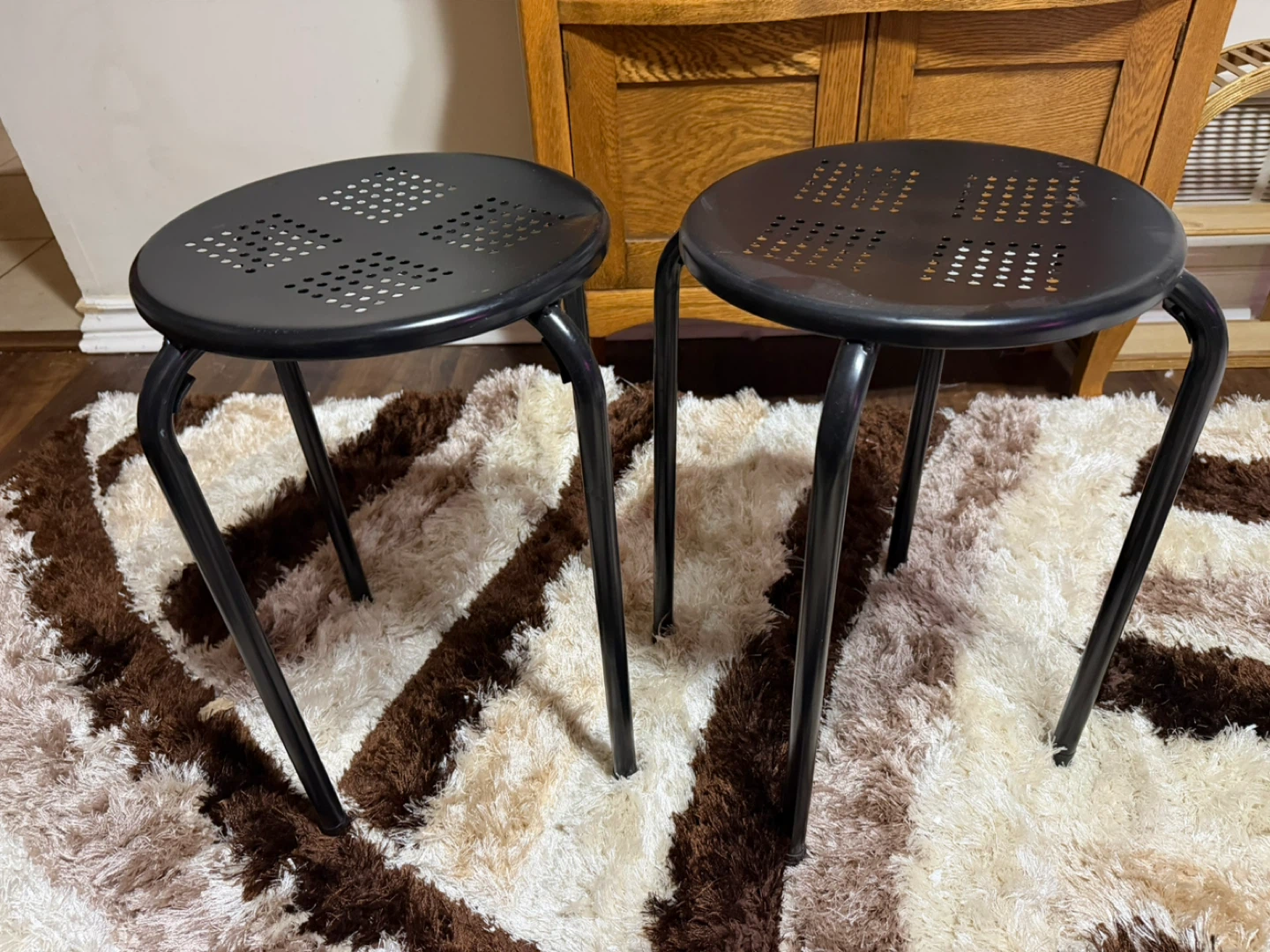 Set of 4 Black Metal Stools