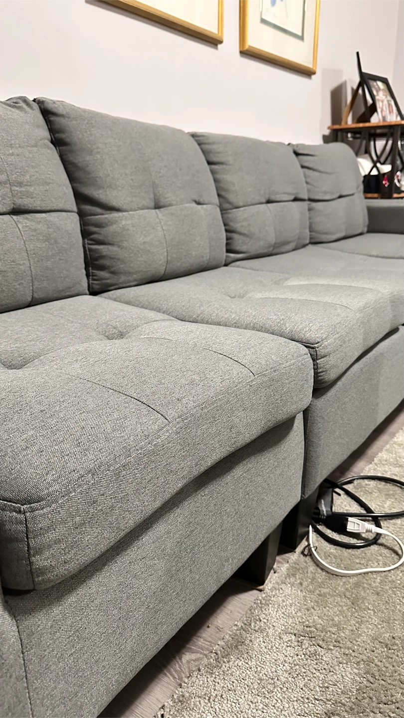L-Shaped Sectional Sofa with Cup Holders – Excellent Condition - photo 4