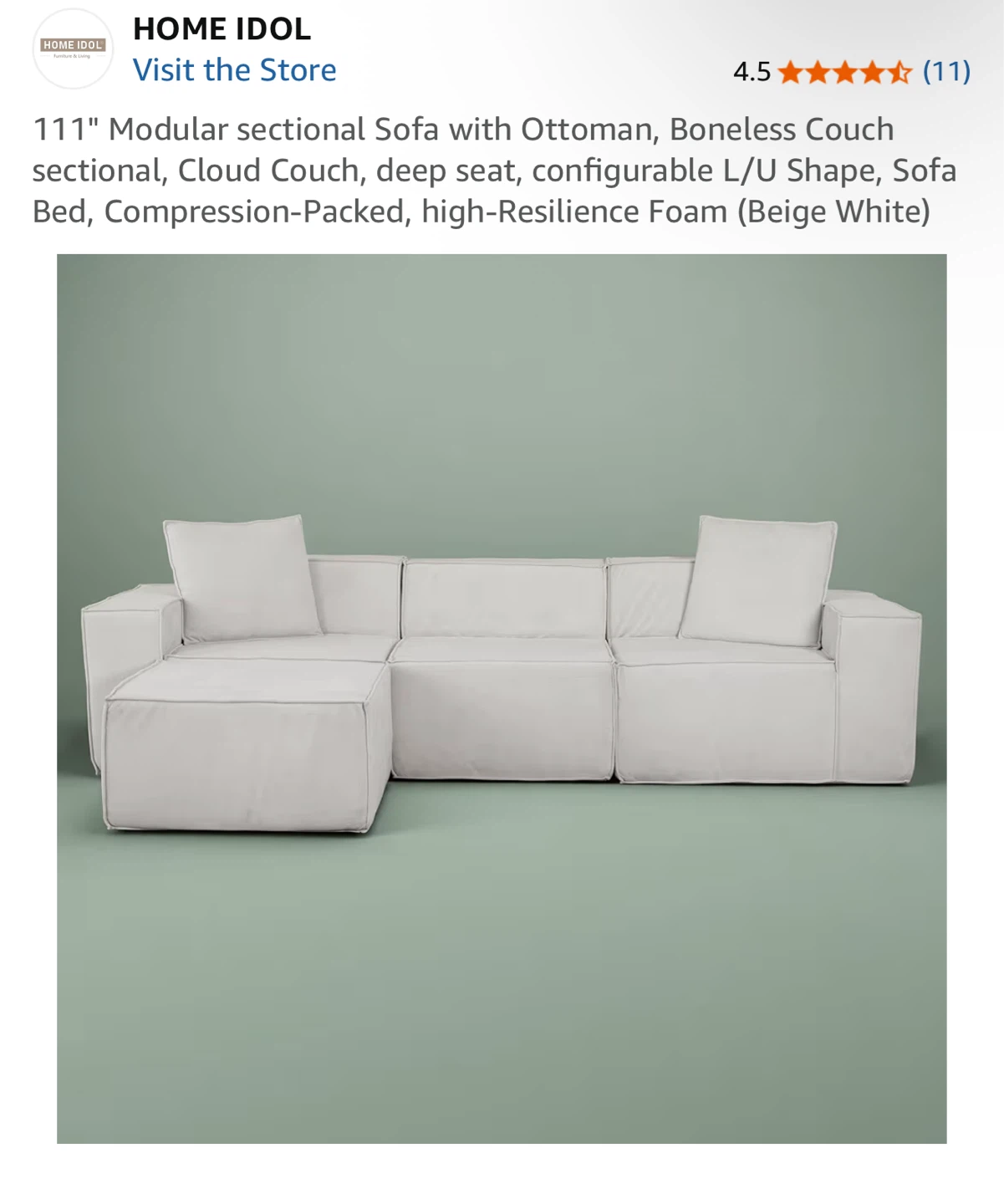 HOME IDOL Modular Sectional Sofa with Ottoman