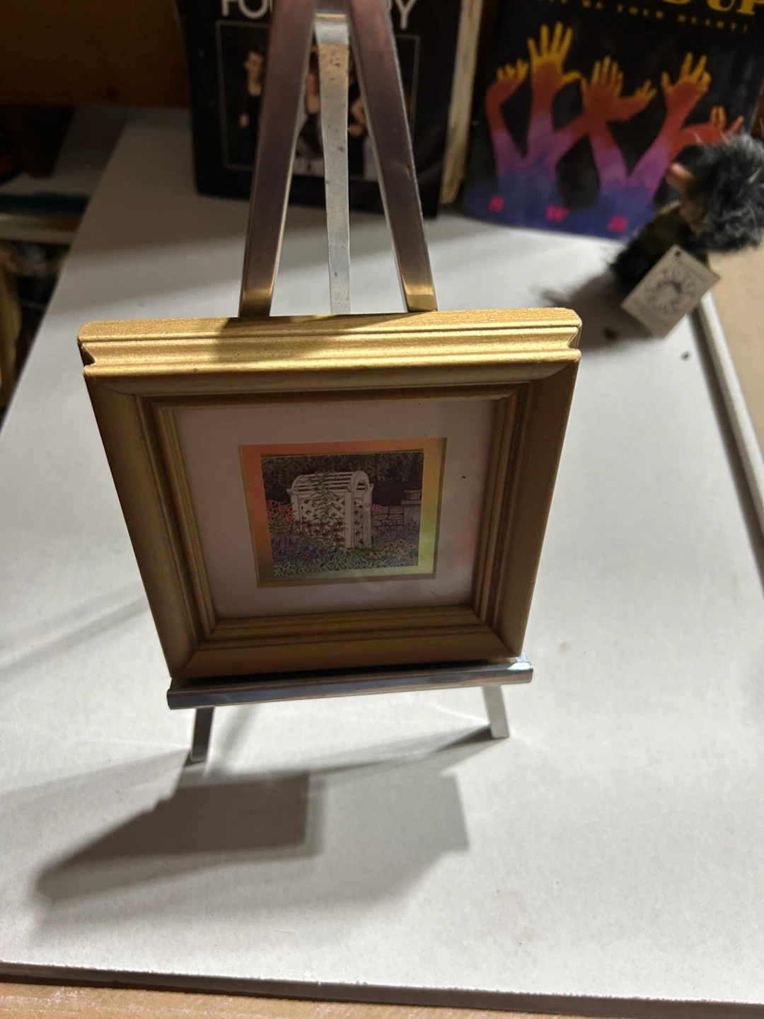 Gold Miniature Easel with Framed Print - photo 2