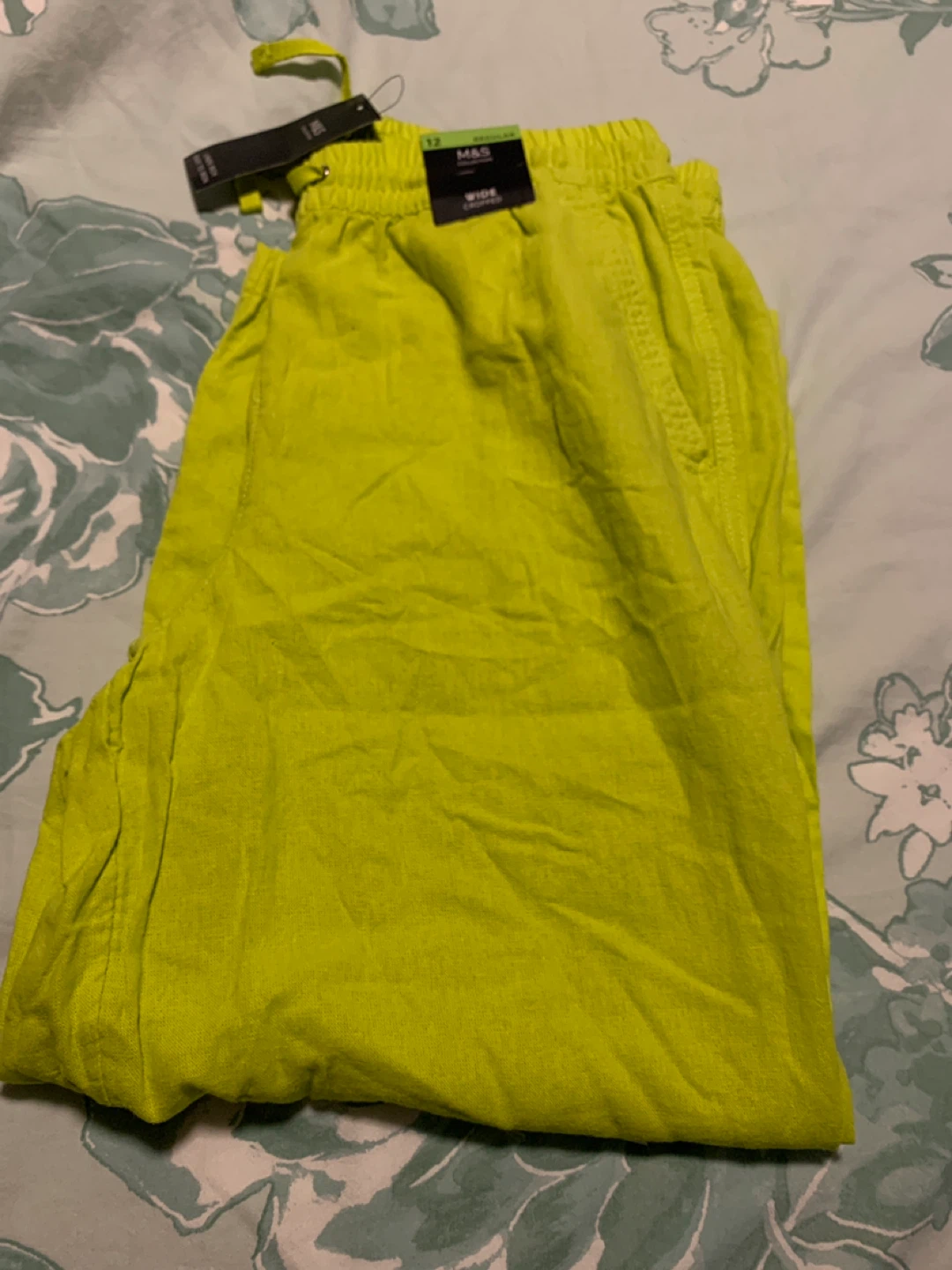 Women's Wide Cropped Linen Blend Trousers - Size 12 - photo 3