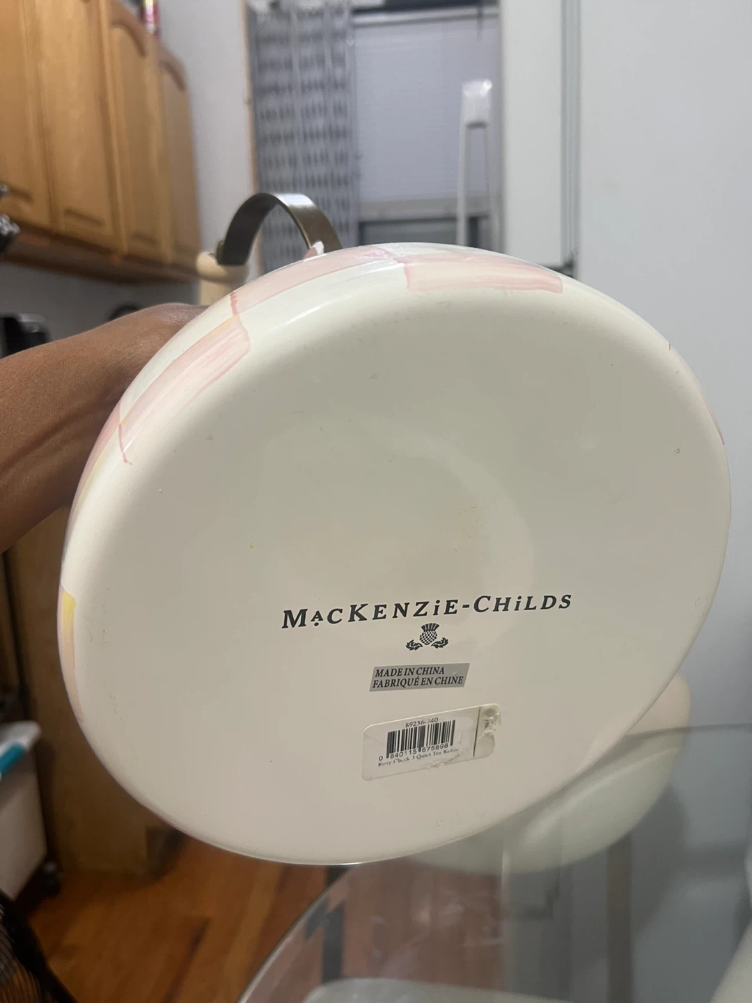 Mackenzie-Childs Pink Check Tea Kettle - photo 3