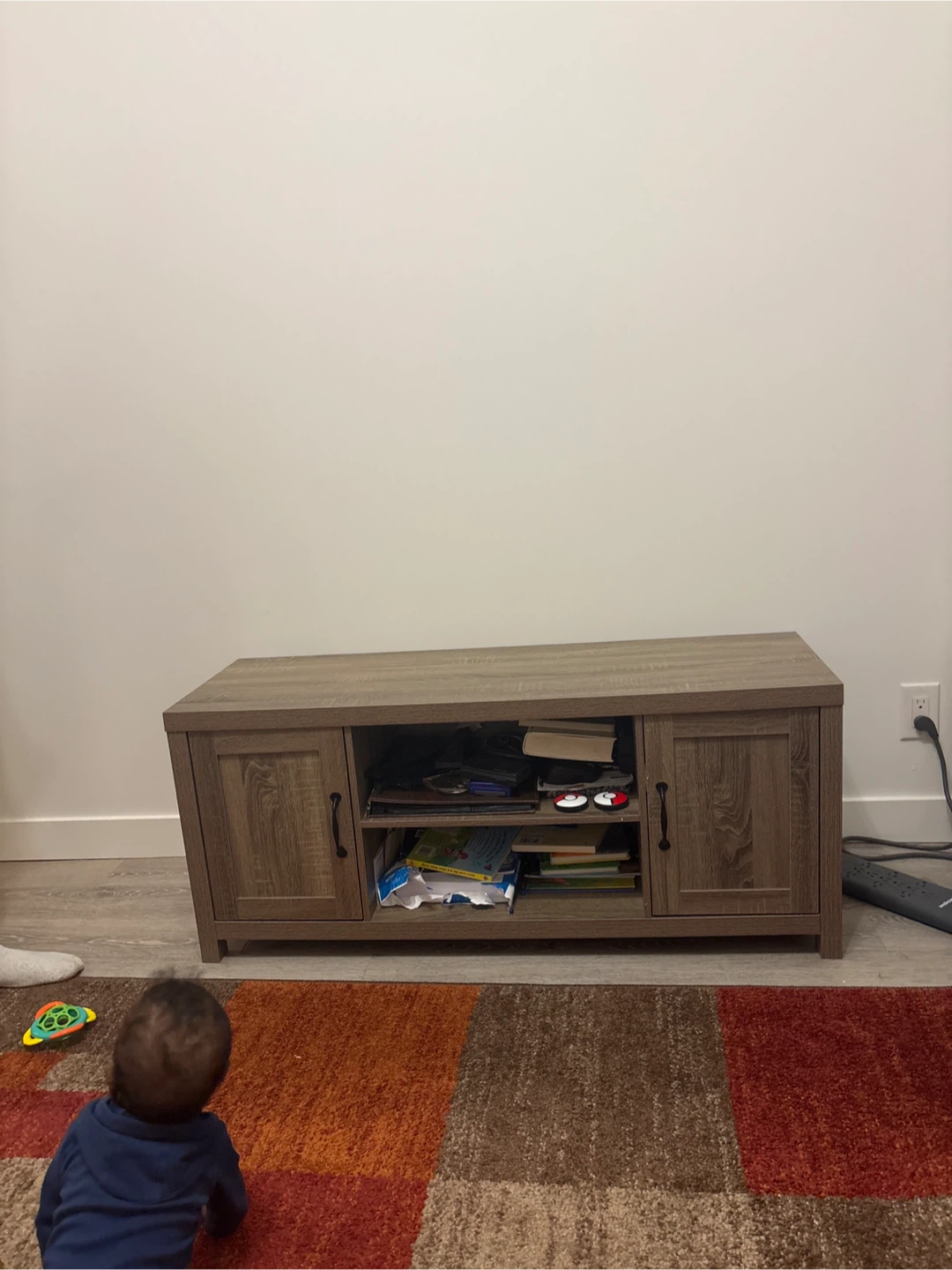 Rustic Wood TV Stand with Cabinet Doors