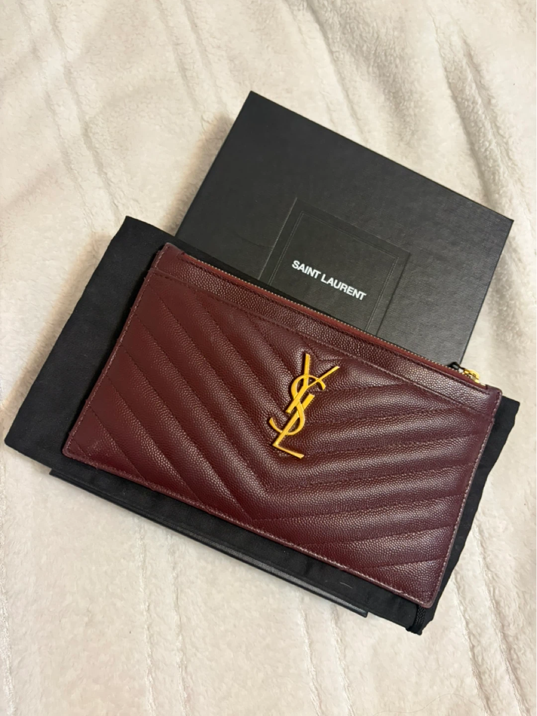 Saint Laurent Monogramme Quilted Textured-Leather Pouch