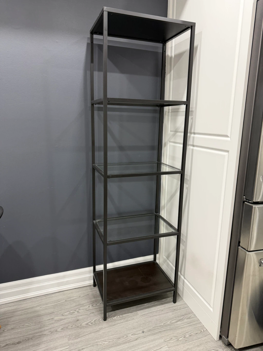 IKEA VITTSJÖ Shelf Unit - Black-Brown/Glass