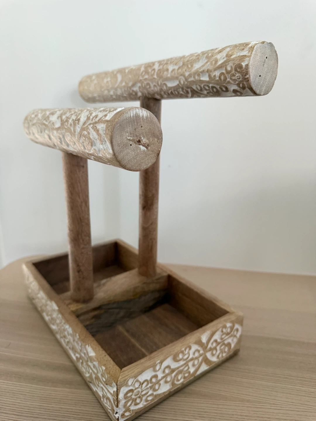 Wooden Bracelet Holder with Carved Design - photo 2