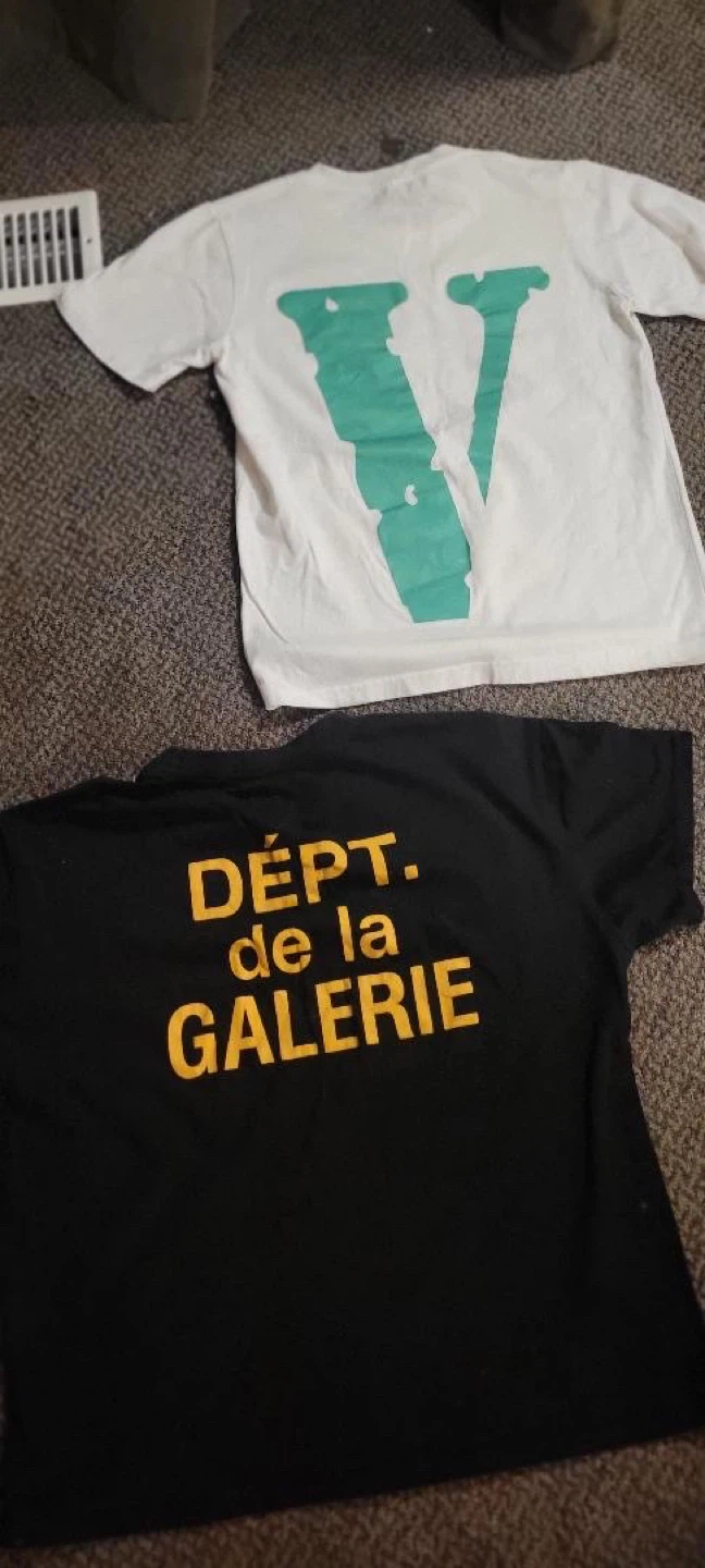 2 vlone t, shirts and 1 gallery dept