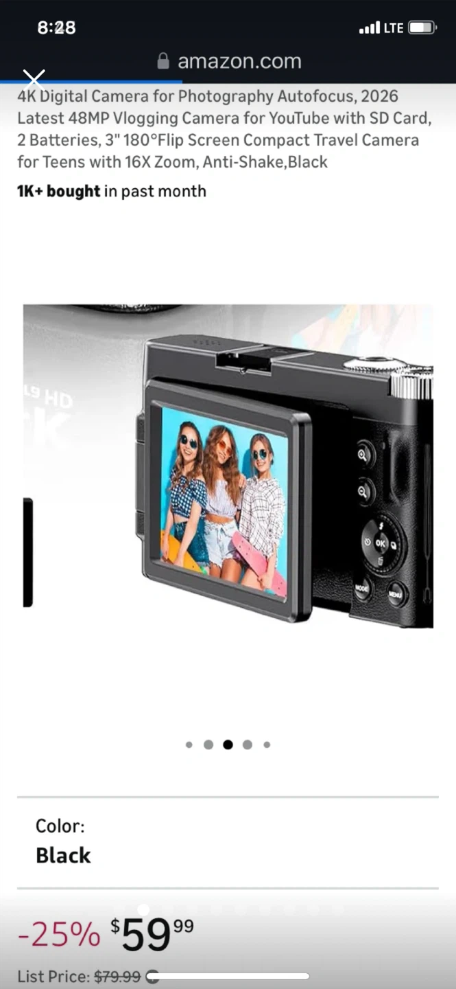 Big sales!! 4K Digital Camera Autofocus, 2026 latest 48MB Black - photo 2