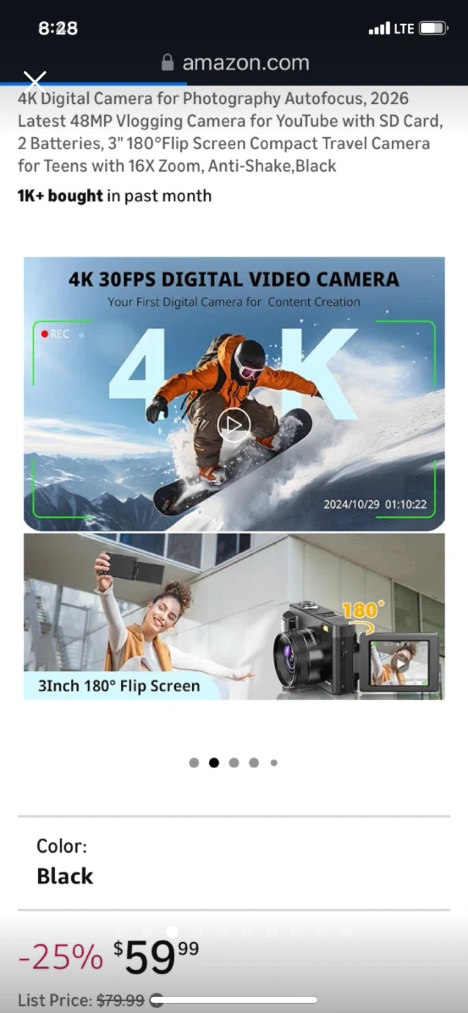 Big sales!! 4K Digital Camera Autofocus, 2026 latest 48MB Black - photo 3