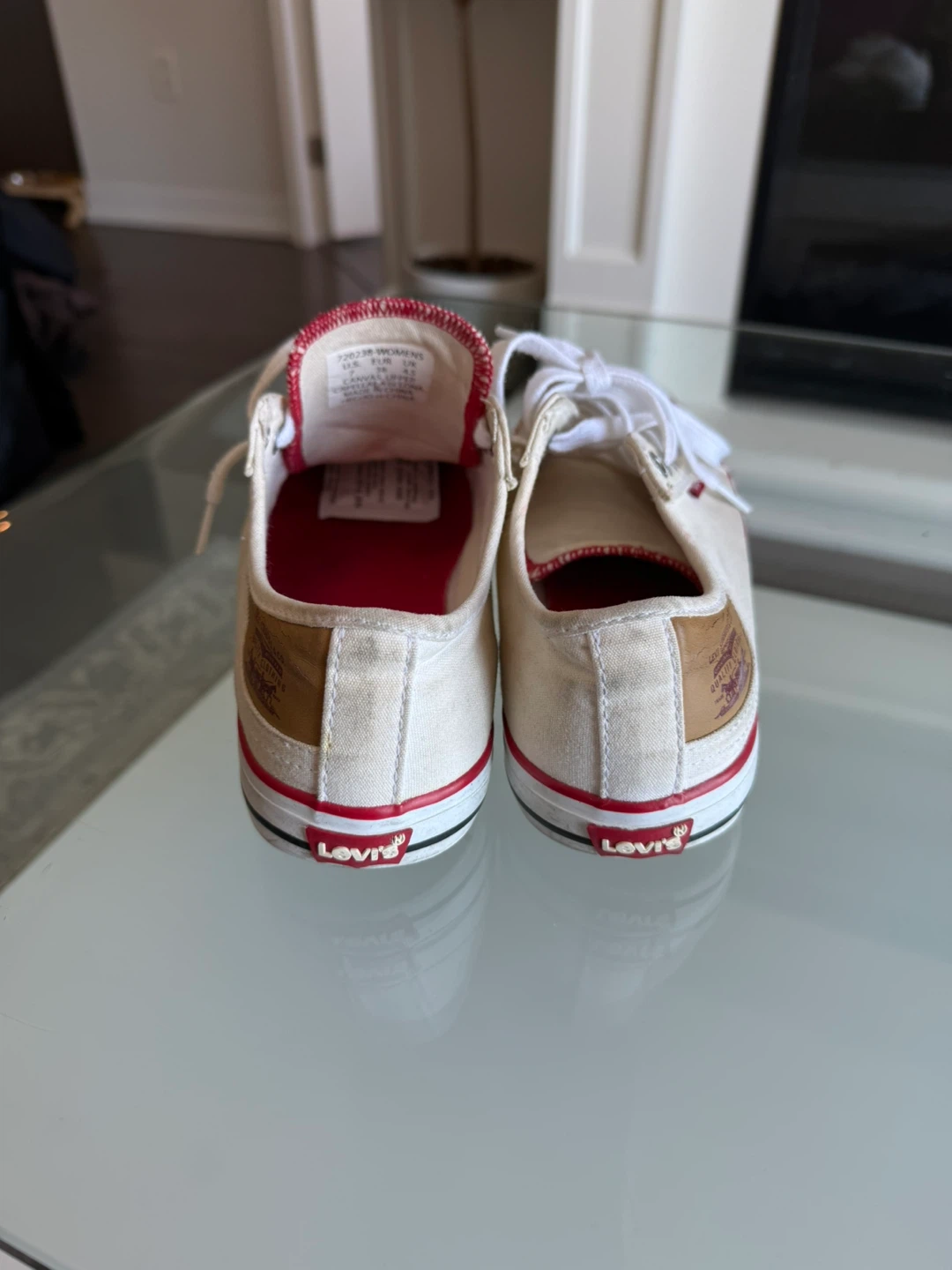 Levi's Women's Canvas Sneakers - Cream/Red - Size US 7 - photo 3