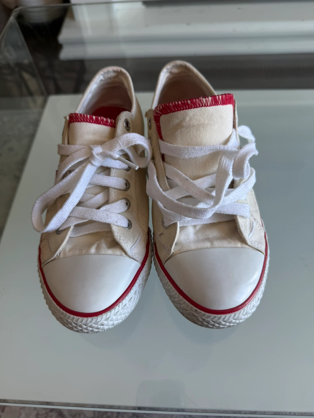 Levi's Women's Canvas Sneakers - Cream/Red - Size US 7