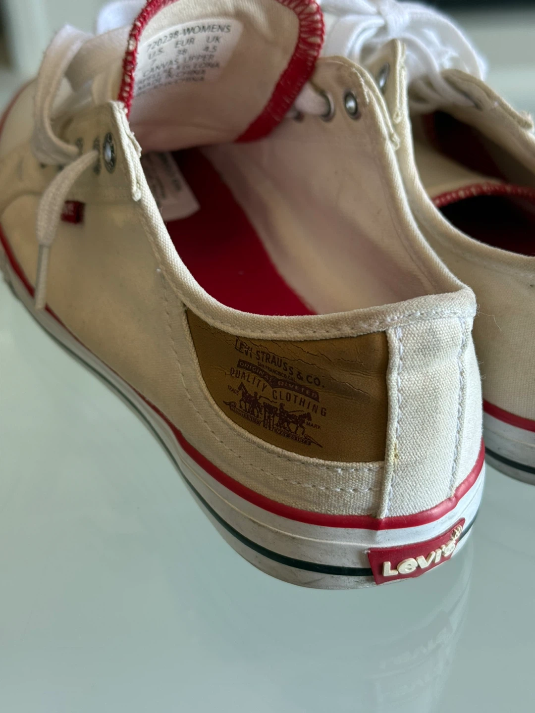 Levi's Women's Canvas Sneakers - Cream/Red - Size US 7 - photo 4