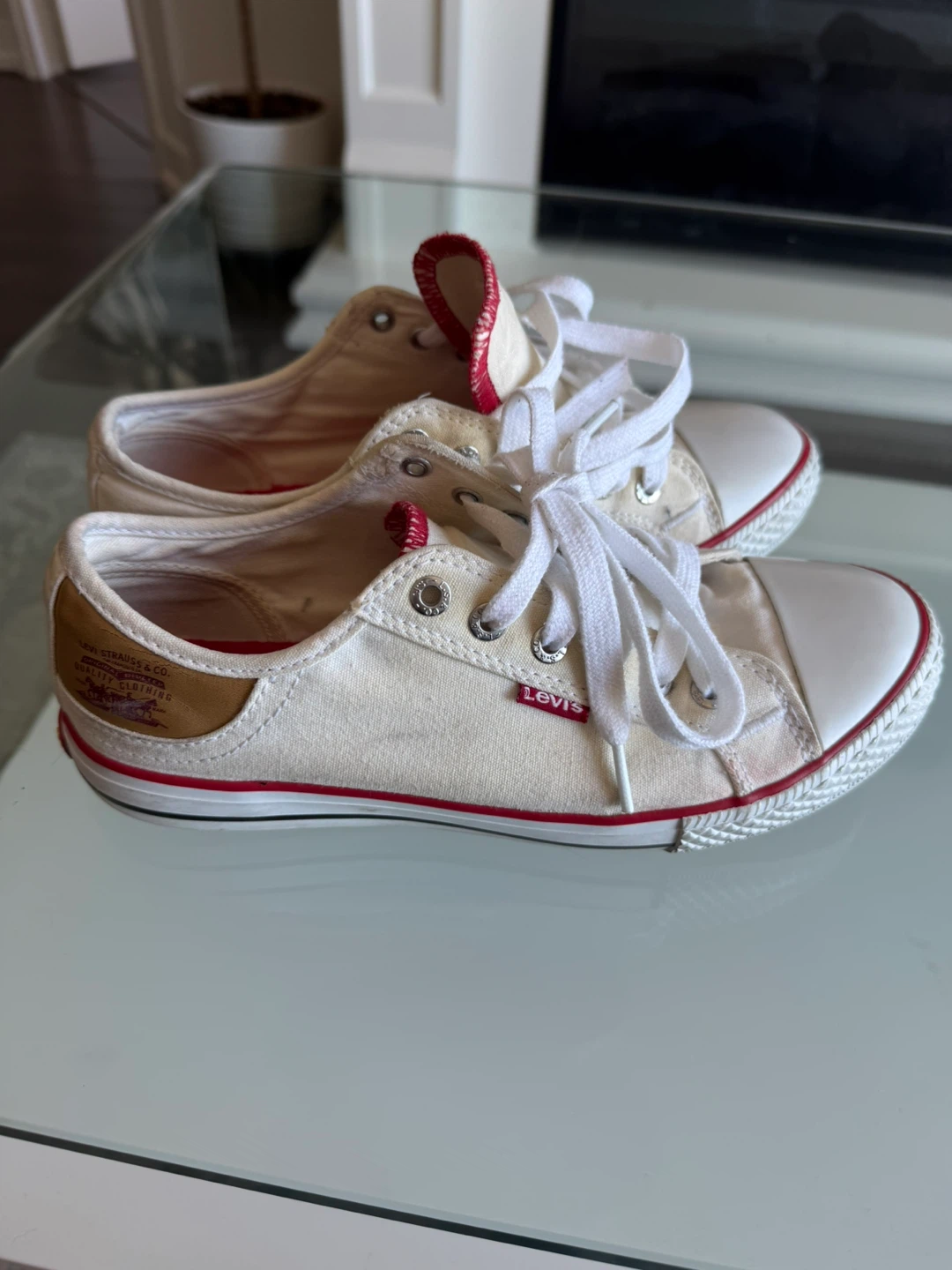 Levi's Women's Canvas Sneakers - Cream/Red - Size US 7 - photo 2