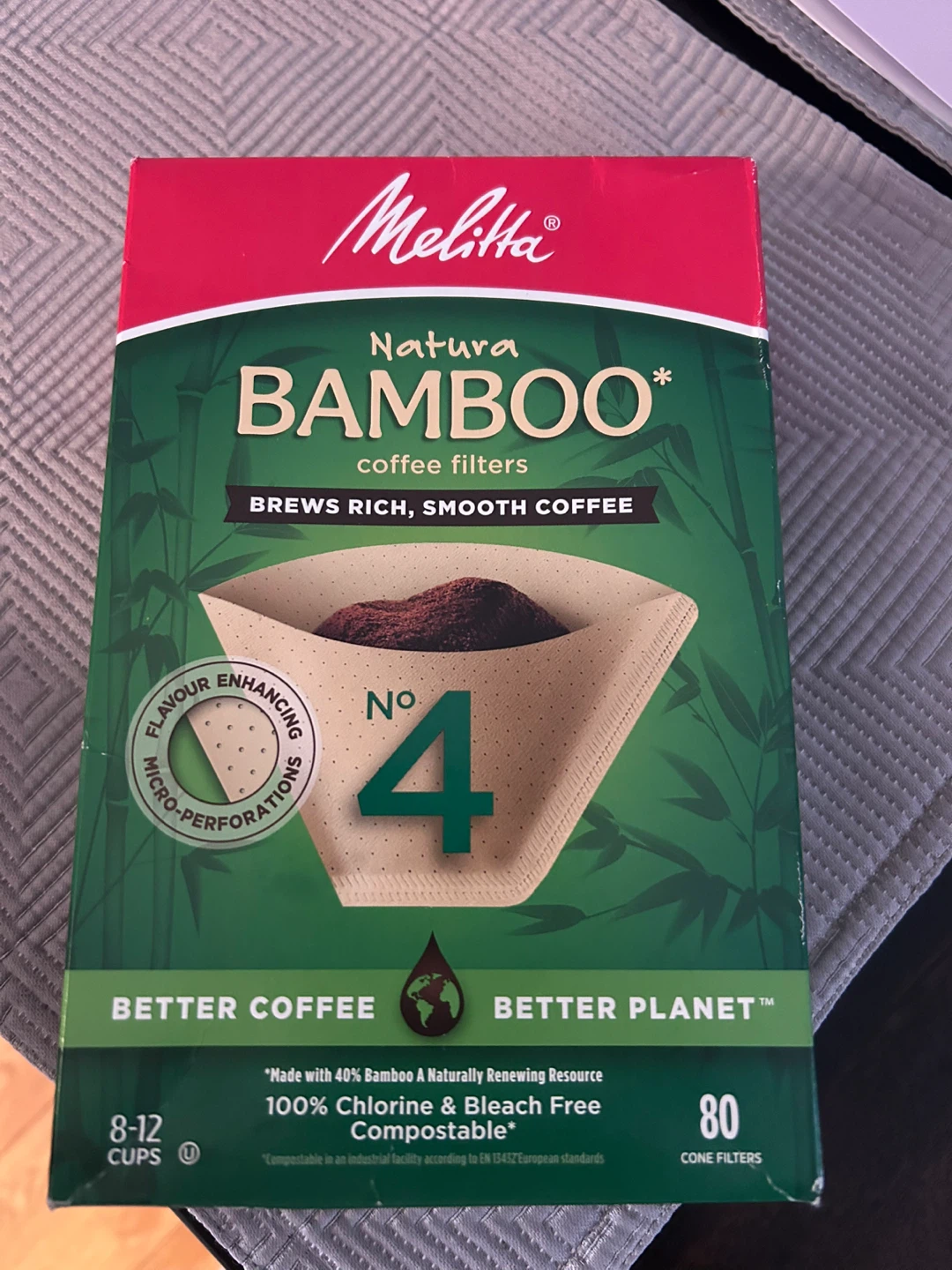 Melitta Natura Bamboo No. 4 Cone Coffee Filters - 80 Count