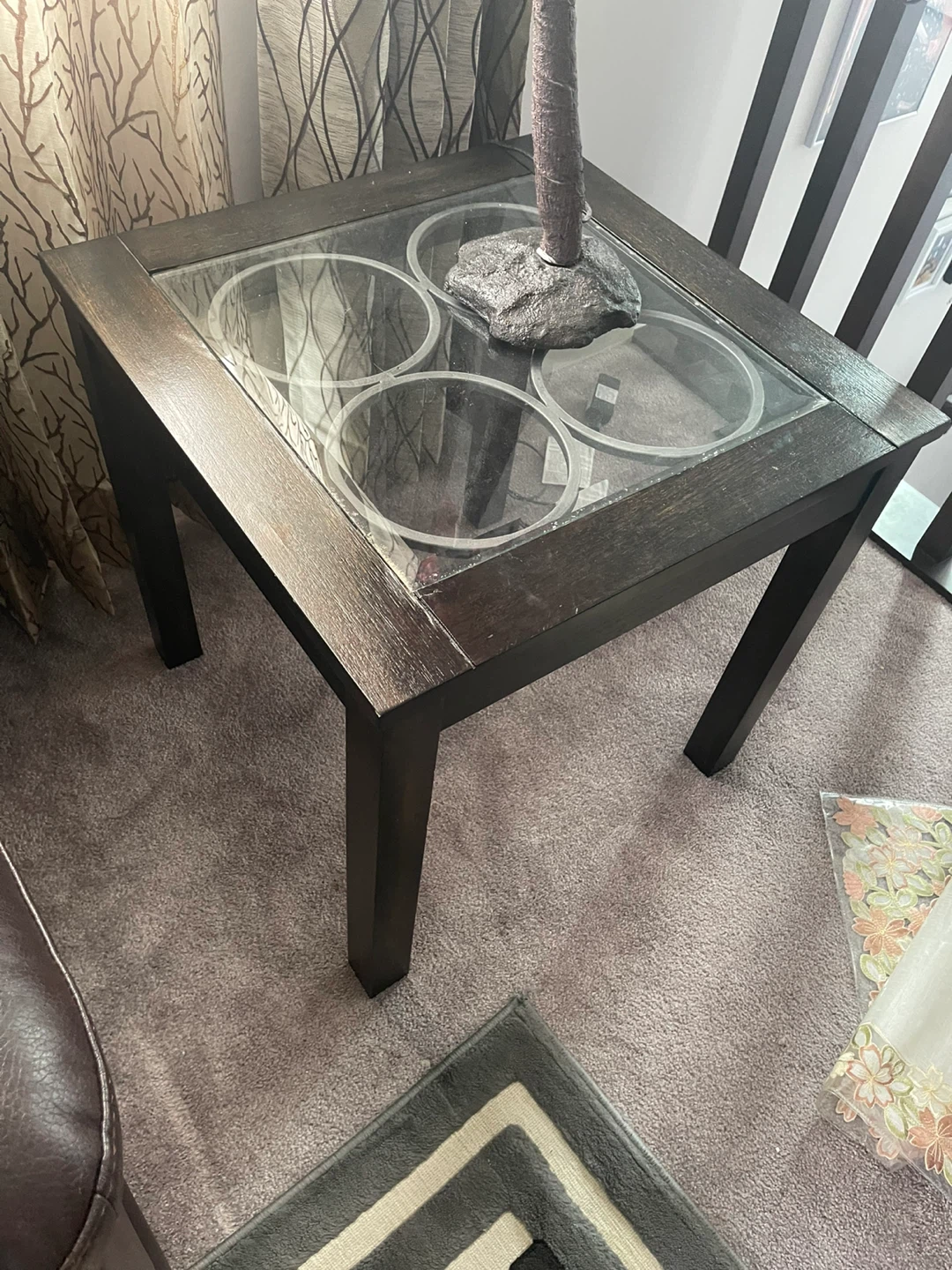 Glass Top coffee table with two Side Tables