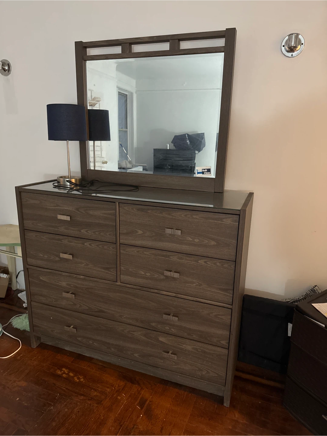 Brown Wood Dresser with Mirror