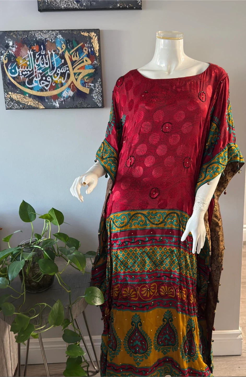 Women's Red and Yellow Kaftan