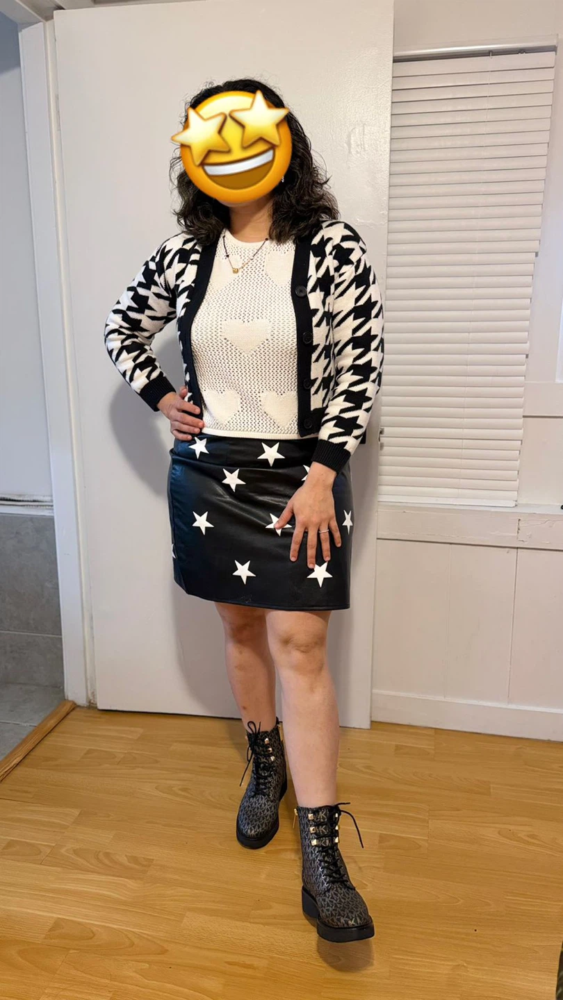 SHEIN skirt, White Heart Sweater & H&M Cardigan - photo 2