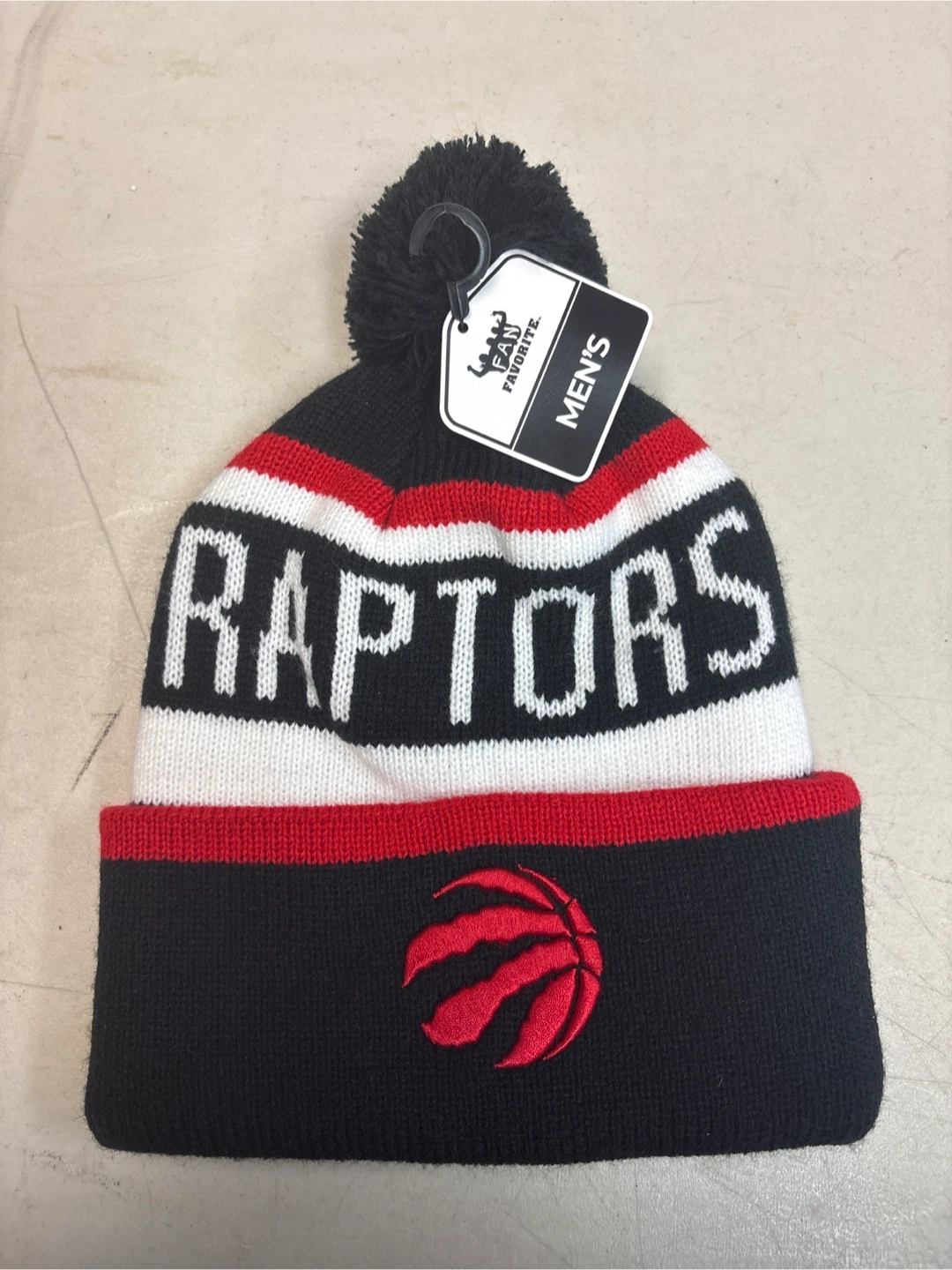 $10 Authentic Toronto Raptors Cuffed Knit Pom Beanie